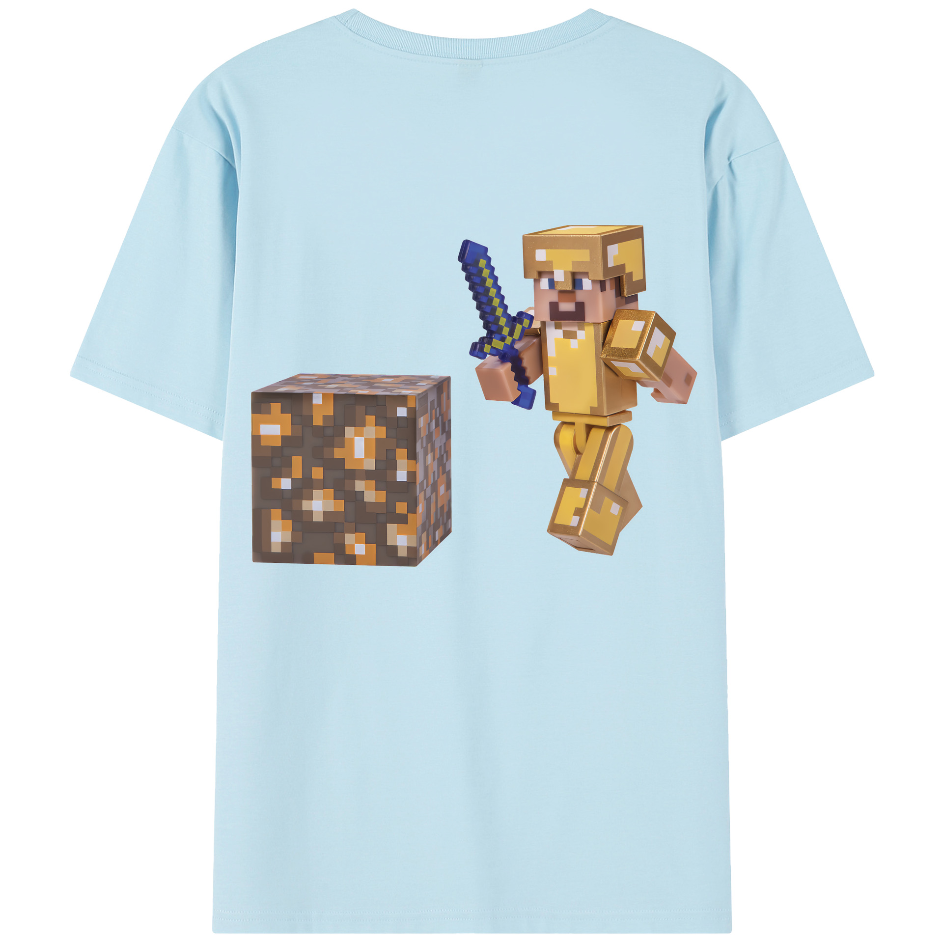 （画像用） マインクラフト ブロックの世界 Minecraft MC Block world 綿100％半袖Tシャツ（背面プリント）
